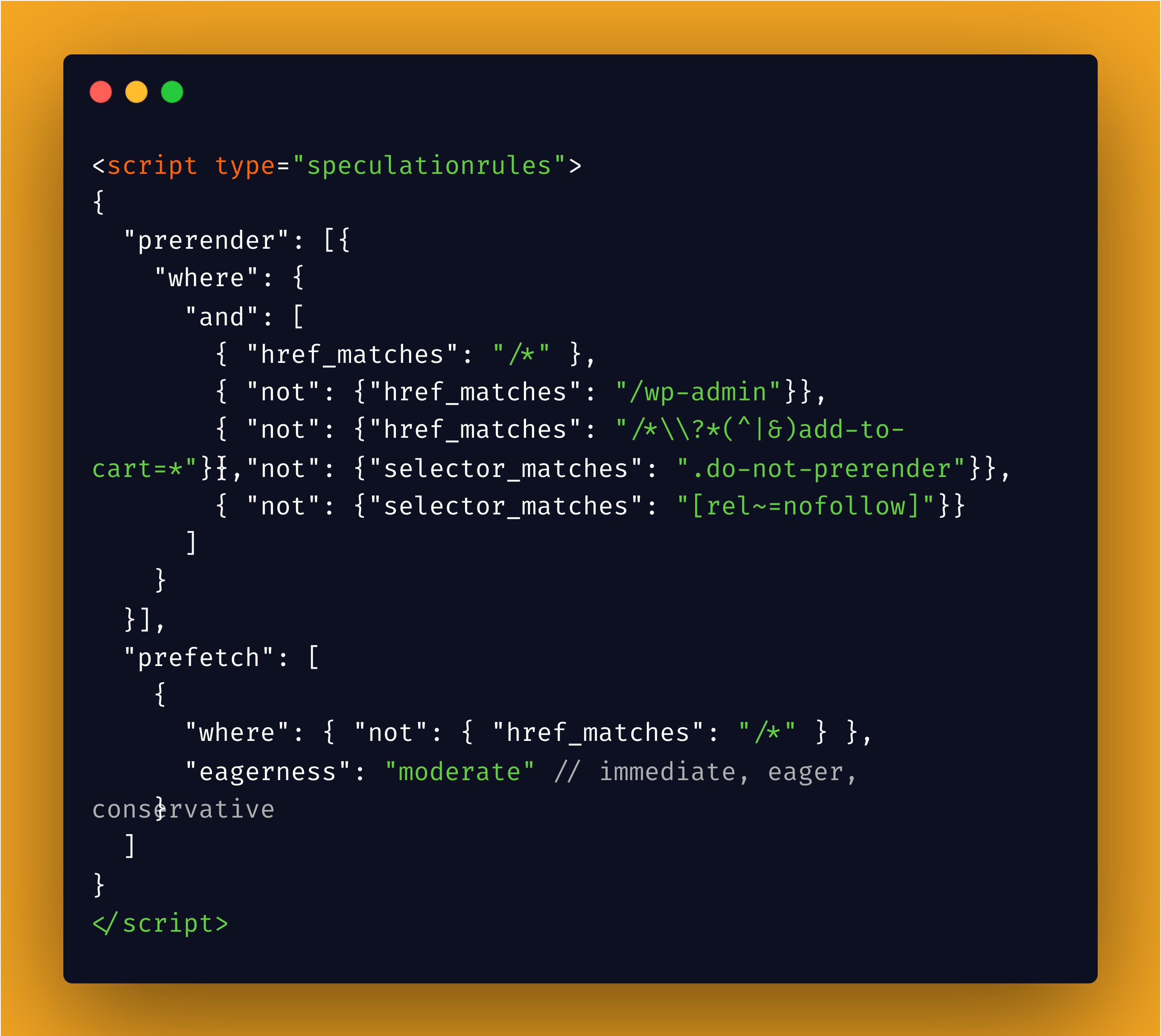 Speculation rules configuration example